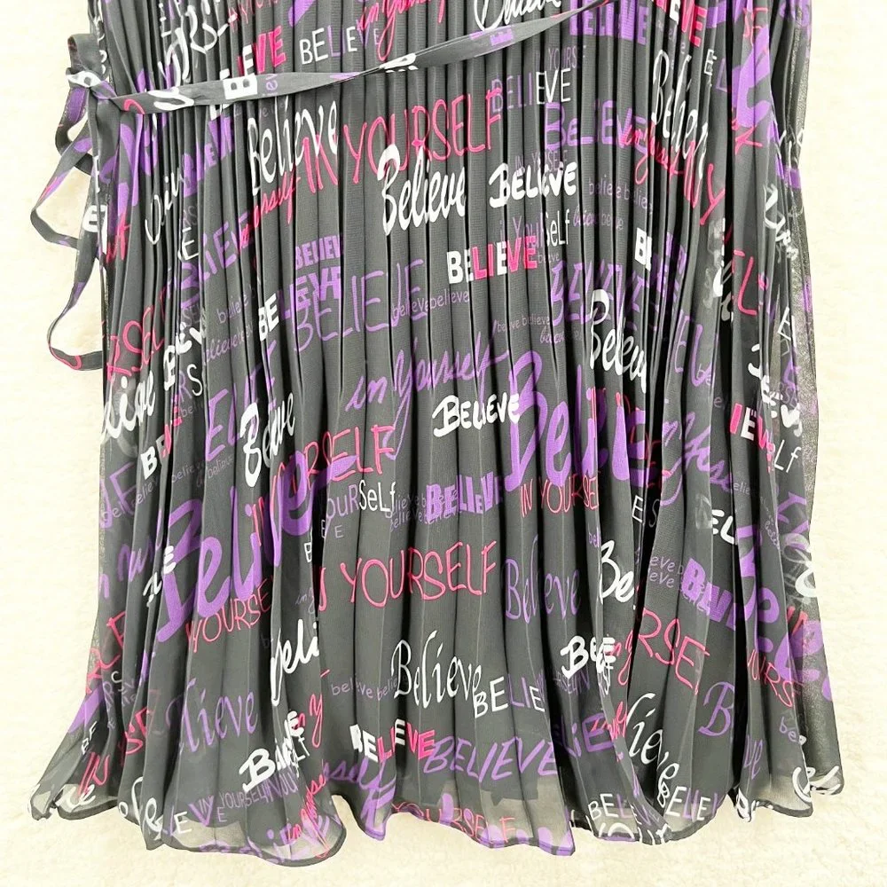 RAMY BROOK Printed Melanie Pleated Mini Dress In Believe Print Size M NEW - Picture 4 of 11